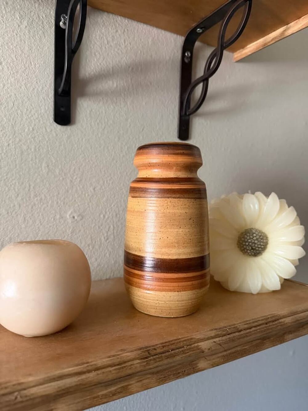 Vintage Lapid Israel Stoneware Vase – Mid-Century Modern Pottery – 7” Tall